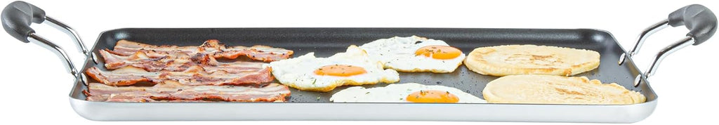 Restaurantware-Met Lux 19 x 11.7 Inch Double Burner Griddles, 10 No-Stick Flat Top Grills - Cool Touch Handles, Compatible With Gas And Electric, Aluminum Griddle Pans, Even-Heating, For Eggs