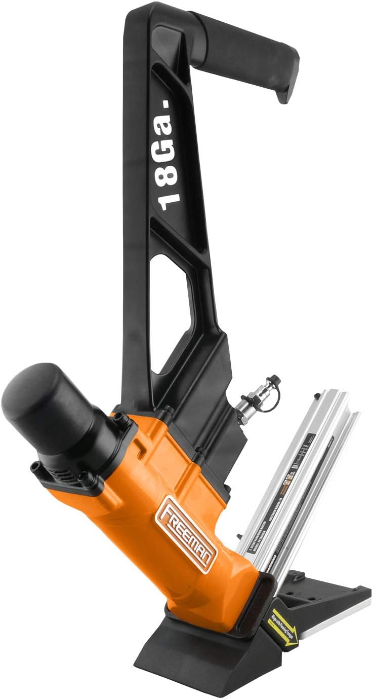Freeman PF18GLCN Pneumatic 18-Gauge 1-3/4' L-Cleat Flooring Nailer with Flooring Mallet and Interchangeable Base Plates