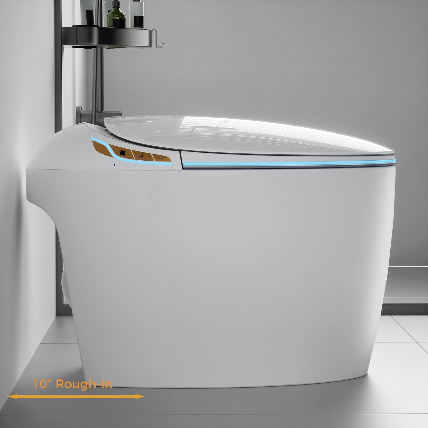 WinZo Bidet Toilet 10' Rough-in,Smart Toilet With Bidet,Oval Egg Modern Shaped, Auto Open/Flush, Adjusted Heated Seat, Warm Water and Dryer, Night Light, White