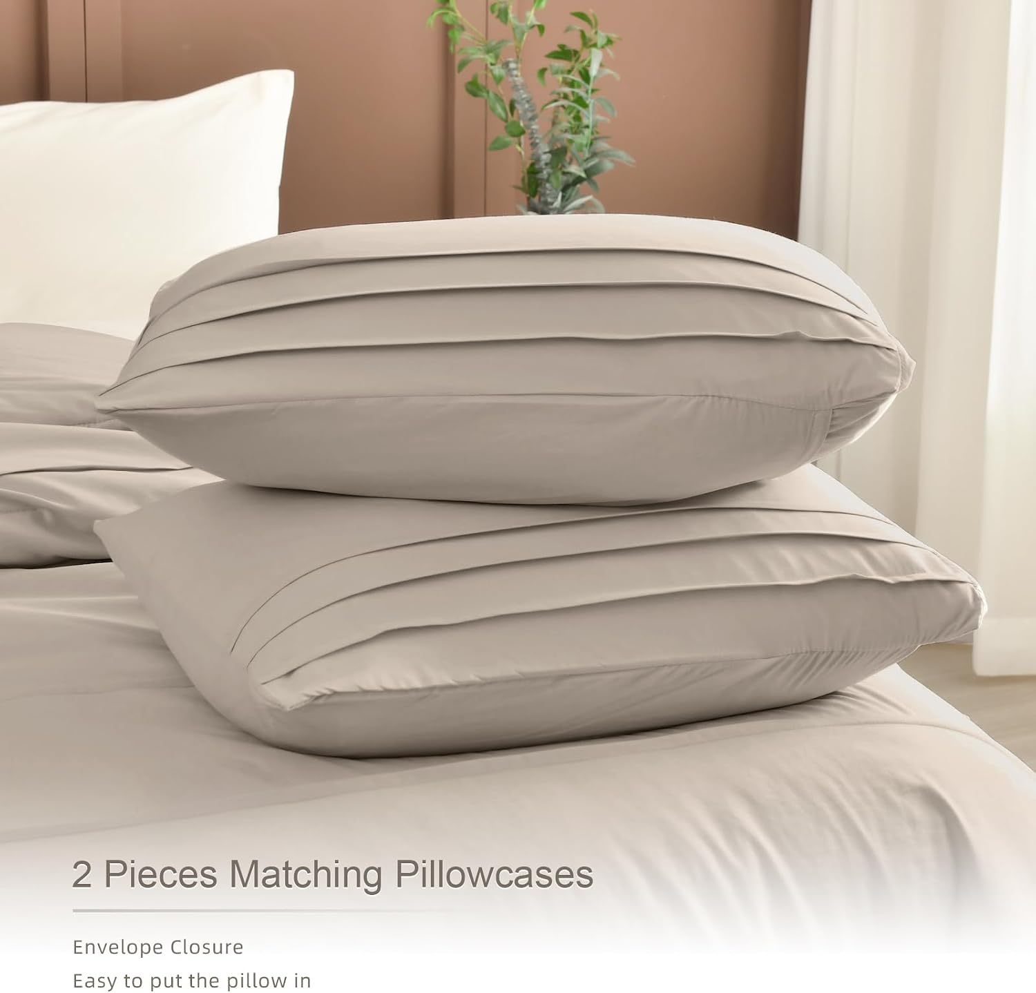 Masaca Oversized King Comforter 128x120,Linen Like Textured Pinch Pleated Bedding Comforter Set,3Pcs Extra Large King Size Solid Color Comforter Sets Vintage Farmhouse Bedding Set Ultra Soft