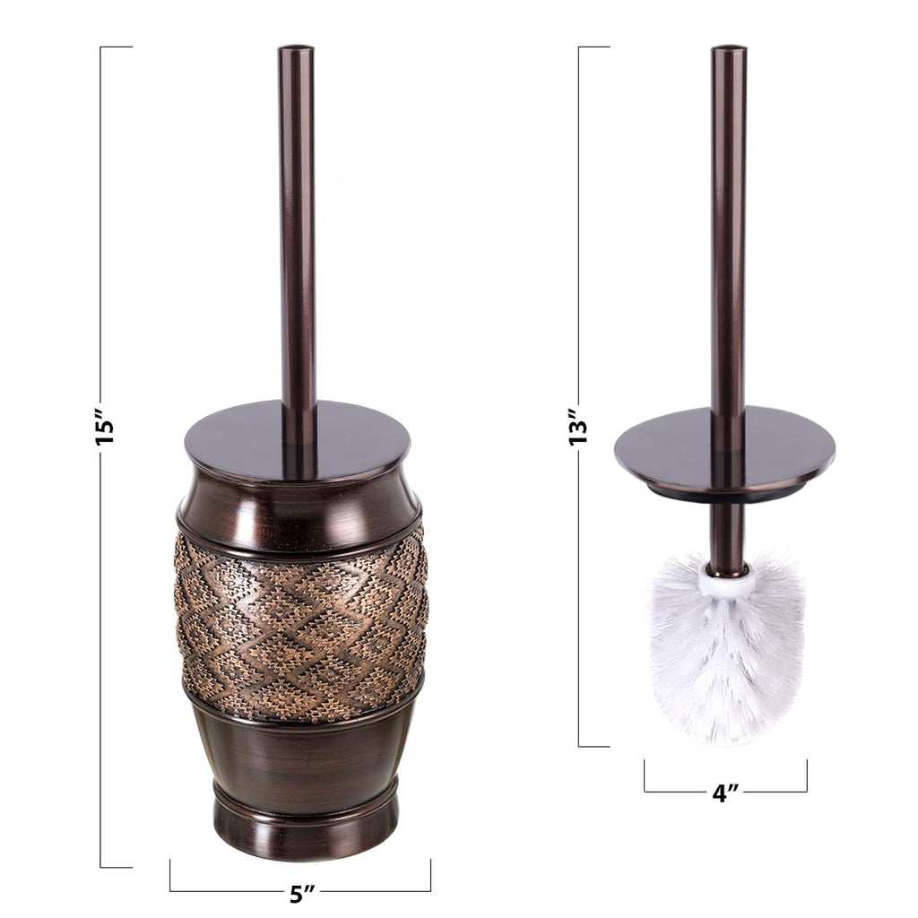 Creative Scents Dublin Brown Bathroom Accessories Set with Trash Can – 7-Piece Decorative Set: Wastebasket with Lid, Toilet Brush, Soap Dispenser, Tissue Cover, Soap Dish, Tumbler & Toothbrush Holder