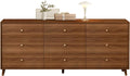 Messenya 9 Drawer Dresser for Bedroom, 63 Inch Walnut Dresser for Closet, Mid Century Wood Chest of Drawers with Natural Texture & Pre-Embedded Slots for TV Stand, Living Room, Hallway, Office