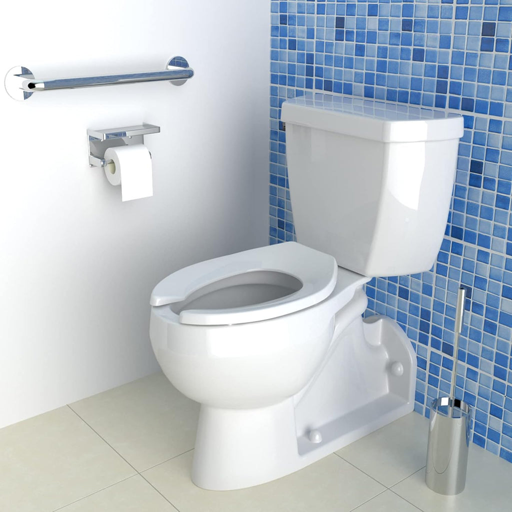 Commercial Heavy Duty Open Front Toilet Seat Without Cover, Thickened Material, Never Loosen, ELONGATED, White(18.5'), 6-Pack