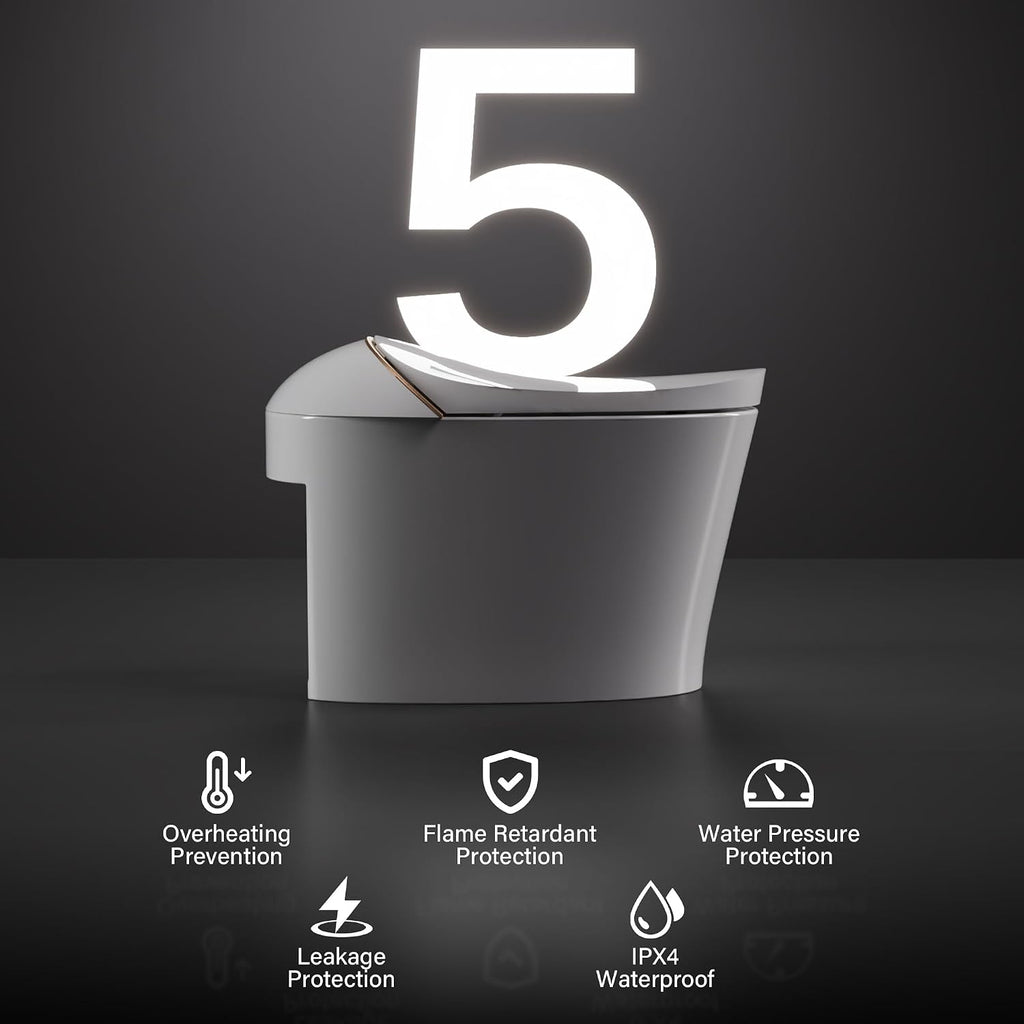 DeerValley Smart Toilet with Bidet Built In, Tankless Toilet with Heated Bidet Seat, Auto Flush, Warm Water & Dryer, Deodorization, and Remote Control