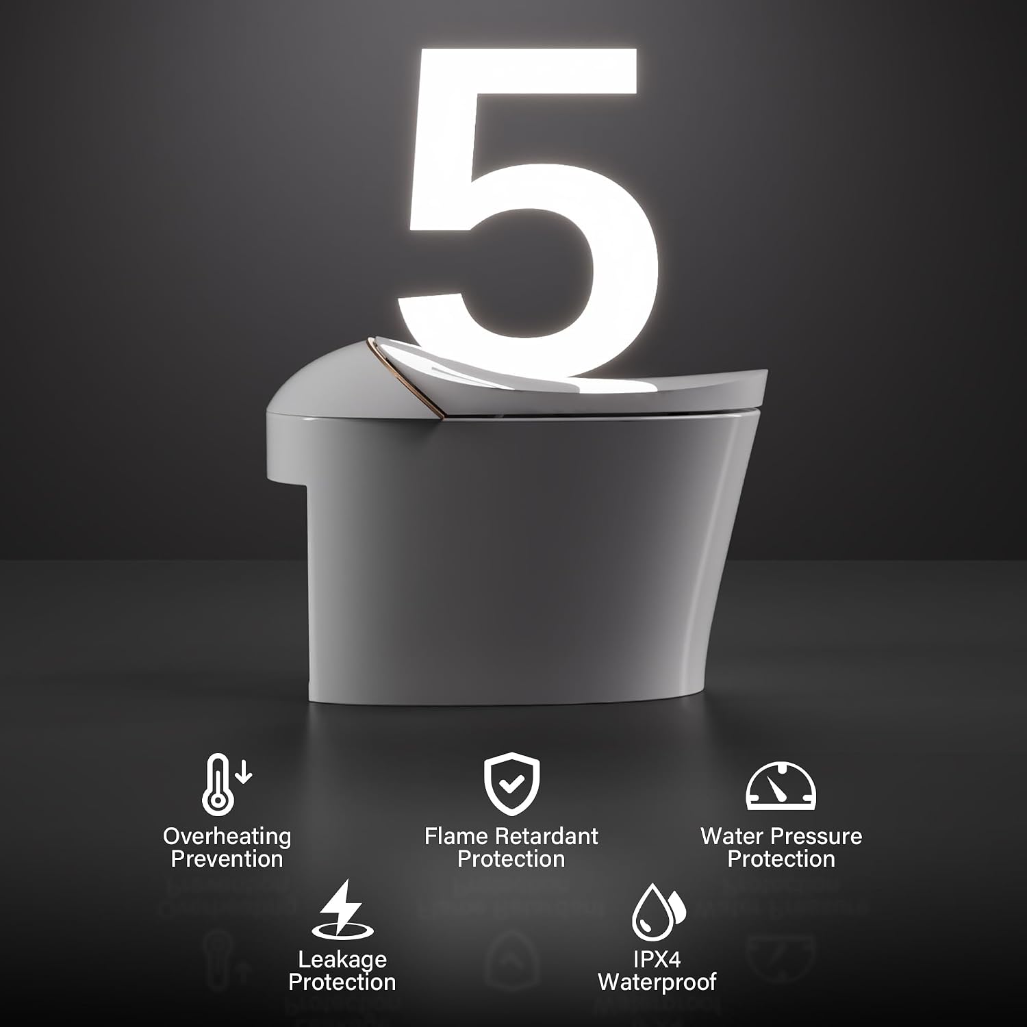 DeerValley Smart Toilet with Bidet Built In, Tankless Toilet with Heated Bidet Seat, Auto Flush, Warm Water & Dryer, Deodorization, and Remote Control