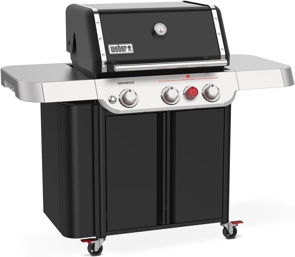 Weber Genesis E-330 Liquid Propane Gas Grill for Outdoor Cooking, 3 Burners, Black – Porcelain-Enameled Cast-Iron Grates, PureBlu Burners & Sear Zone