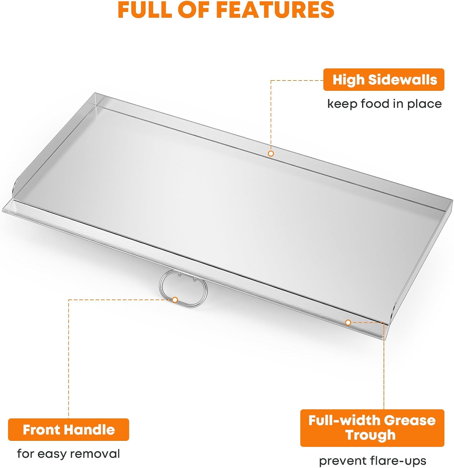Stanbroil Fry Griddle for Camp Chef Stove, 16 in. x 37 in. Stainless Steel Flat Top Griddle, 3 Burner 16' Cooking Accessories for Camp Chef Tahoe, Expedition 3X, PRO90X