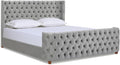 Jennifer Taylor Home Harmonie King Tufted Panel Bed Headboard and Footboard Set, Opal Grey Velvet