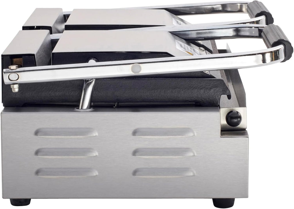 Kratos Commercial Electric Panini Sandwich Grill with Grooved Plates, 18.7' x 9' Cooking Surface, Commercial Countertop Panini Press, 120V, 3500W (29Y-023)
