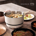6-in-1 Multifunction Electric Skillet Mini Electric Cooker Hot Pot with Folding Handle, Heating Pan Decoct Fry Pan Cooking Fried Travel Induction Cookers Split Type Cooking Pot,Black