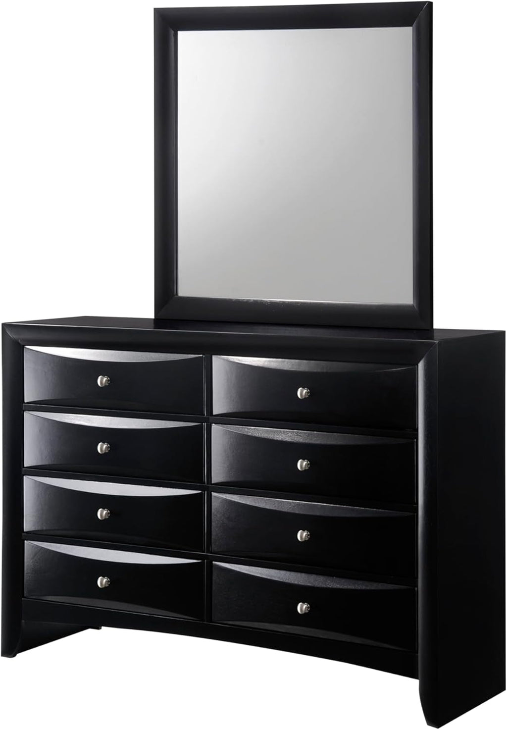 6pc Master Bedroom Set Black Finish Solid Wood Platform King Size Captain's Bed Wooden Furniture