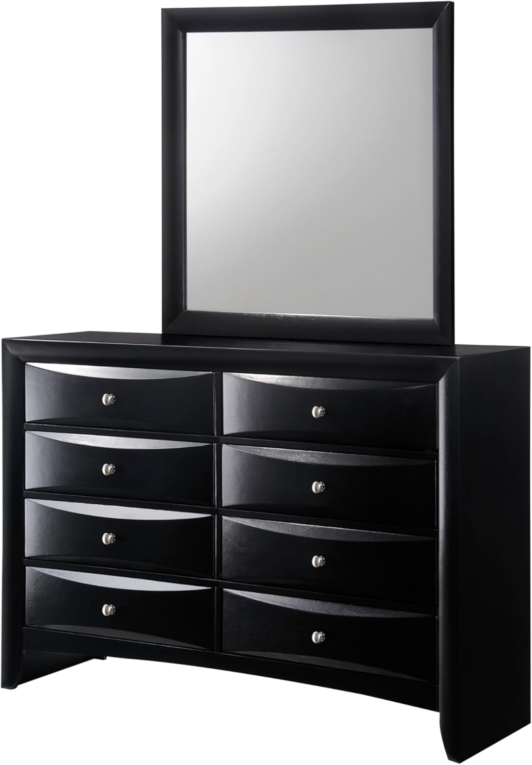 6pc Master Bedroom Set Black Finish Solid Wood Platform King Size Captain's Bed Wooden Furniture
