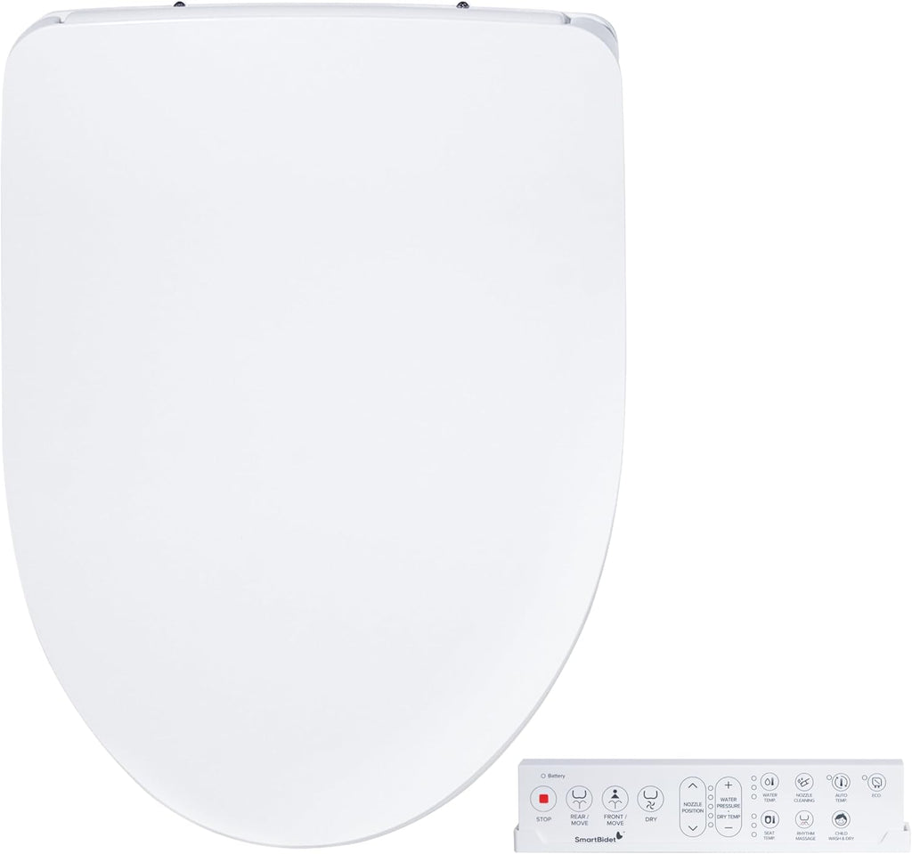 SmartBidet® SB-1200 Luxury Advanced Electric Smart Bidet Elongated White Toilet Seat, with Remote control, Endless Warm Water with LED Night Light, Slim Profile
