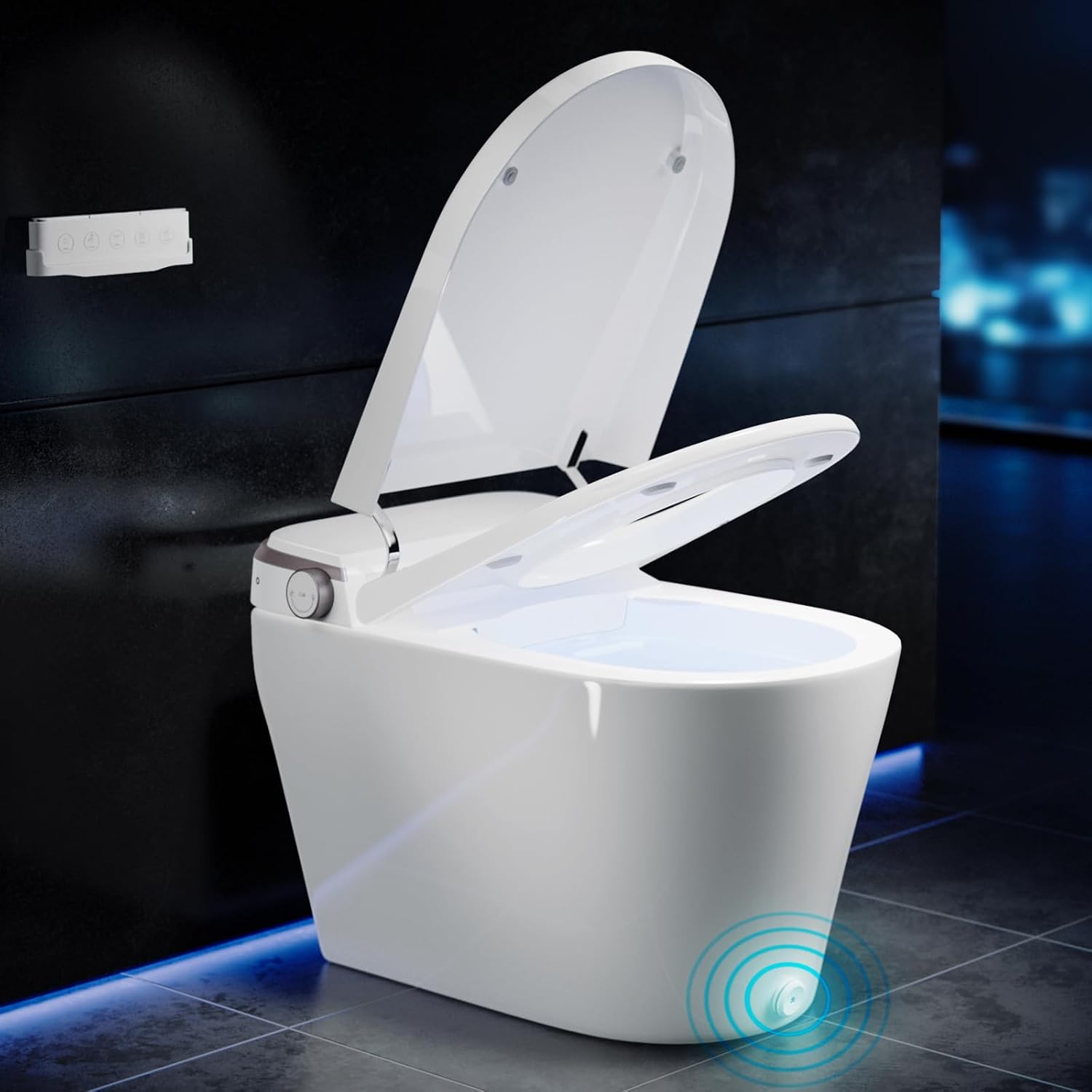 Giantex Smart Toilet with Bidet Built In, Heat, Dryer, Night Light, Auto Open/Close, Foot Sensor, 1.09 GPF Automatic/Blackout Flush, Remote/Side Knob Control, 1000 Gram MaP Flushing Score