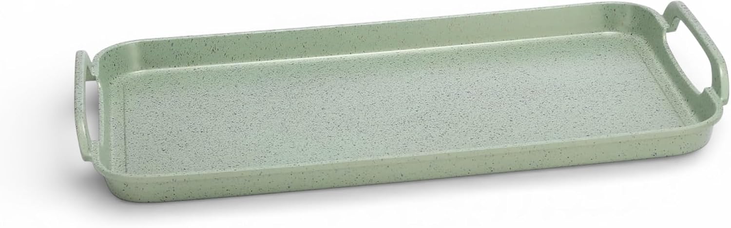 19' Induction Double Burner Griddle 8-Layer Nonstick Marble Grill Pan for All Stovetops Cast Aluminum Comal for Pancakes & Tortillas - Includes Free Handles (Green Comal, Green Handle)
