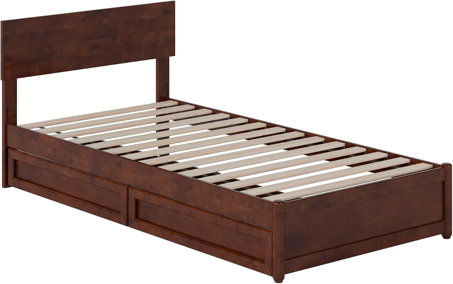 AFI, Wesley Twin XL Platform Bed with Panel Footboard & Storage Drawers, Walnut