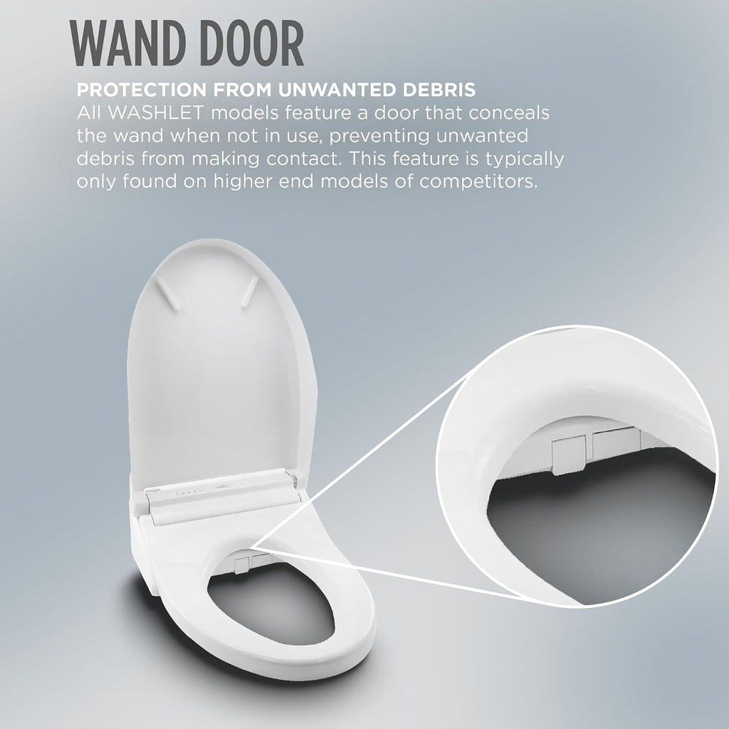 TOTO® WASHLET®+ S7A Electronic Bidet Toilet Seat, EWATER+® Bowl and Wand Cleaning, Auto Open and Close Classic Lid, Elongated, Cotton White - SW4734AT40#01