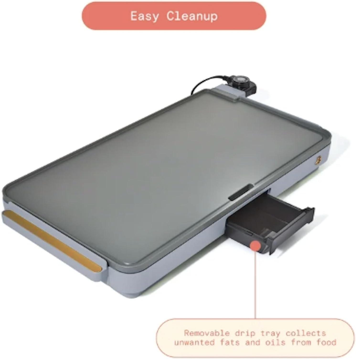 Electric Griddle XL 12' x 22', Nonstick Indoor Countertop Grill, Adjustable Temperature Control, Large Family Size Cooking Surface, Removable Drip Tray (Cornflower Blue)