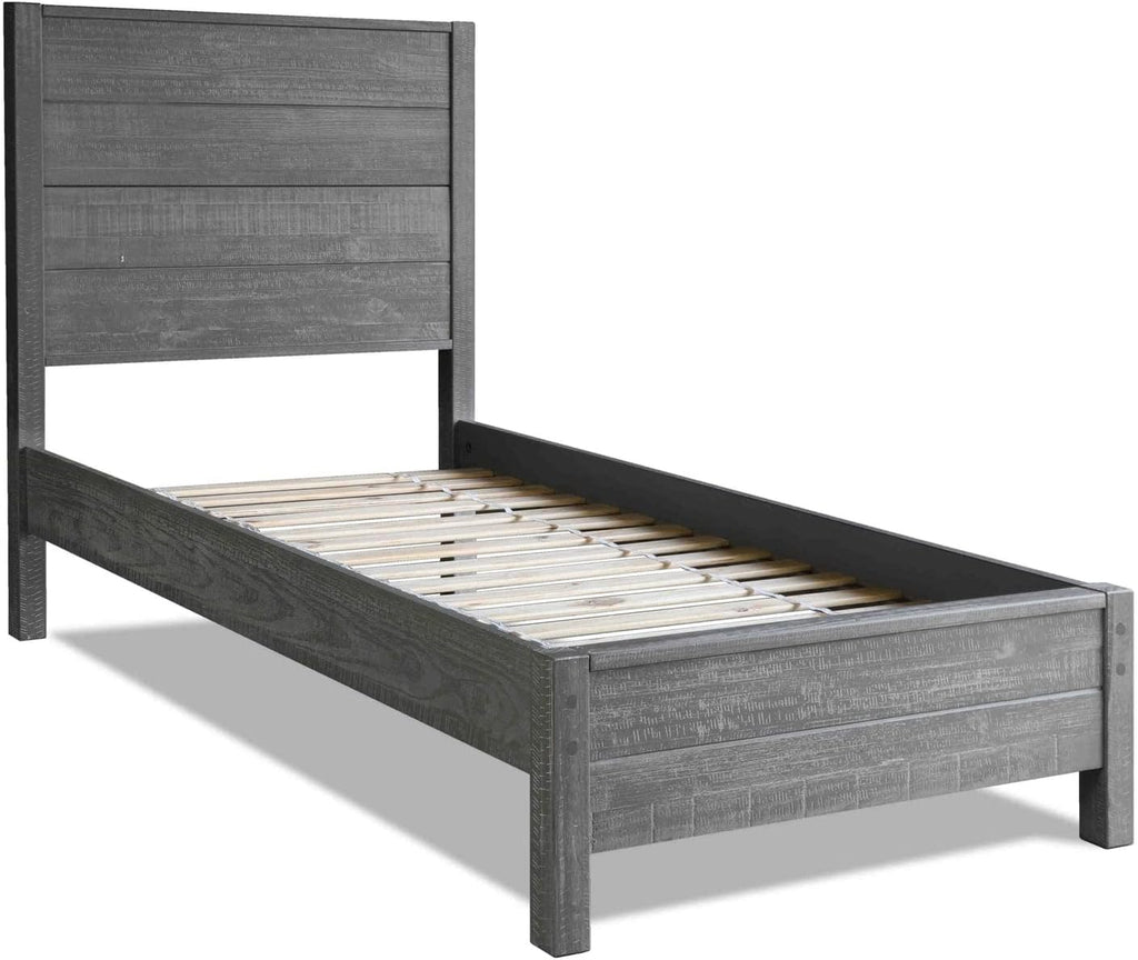 Grain Wood Furniture Montauk Solid Wood Bed, Twin Size, Rustic Grey