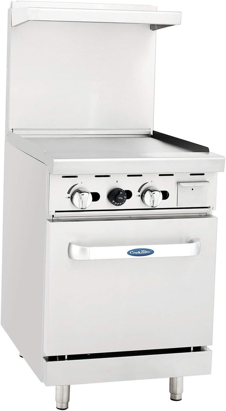 Atosa AGR Commercial Gas Range, 24' Gas Range, Griddle Top, (1) 20' Standard Oven, Propane Gas (AGR-24G-LP)