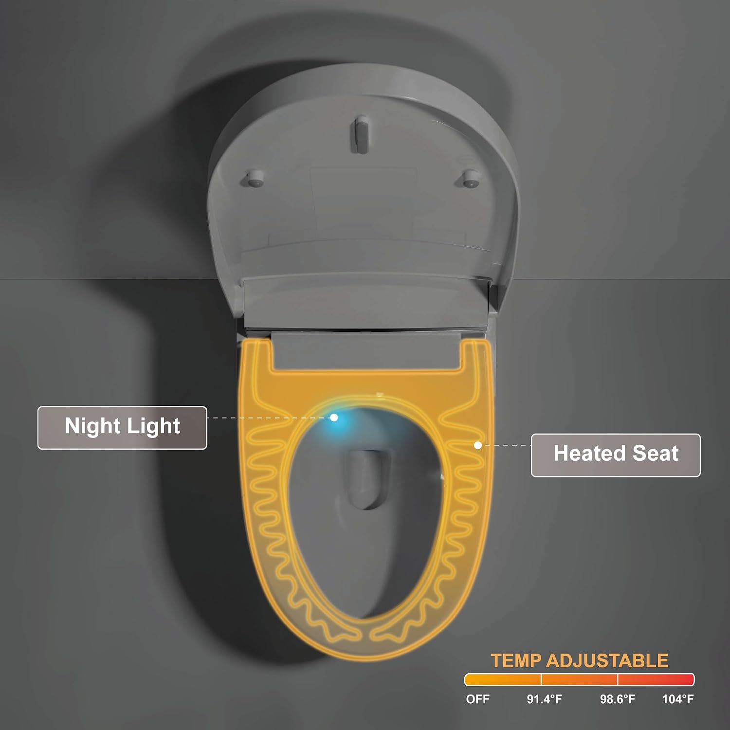Smart Toilet with Auto Open Close, One Piece Elongated Toilet with Foot Sensor, Comfort Height, Blackout Flush, Auto Flush, Heated Seat, Nightlight for Bathroom