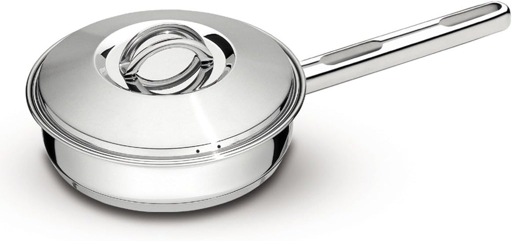 TRAMONTINA 62500/200 Solar, Frying Pan with Lid, Deep Type, 7.9 inches (20 cm), Stainless Steel, 3 Layers on the Bottom, Dishwasher Safe, Gas Compatible, IH Compatible, Respect for the Aged Day,
