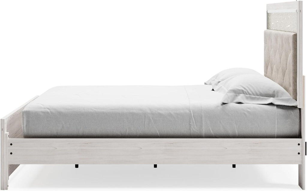 Signature Design by Ashley Altyra Modern King Tufted Panel Bed, Foundation or Box Spring Needed, White