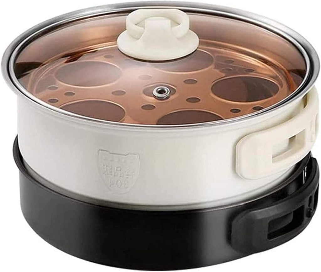 BBQ Smokeless Grill Folding Mini Electric Cooking Pot Food Grade 304 Stainless Steel Electric Heating Pot Adjustable Temperature Non-stick and Easy to Clean,White (Color : White)