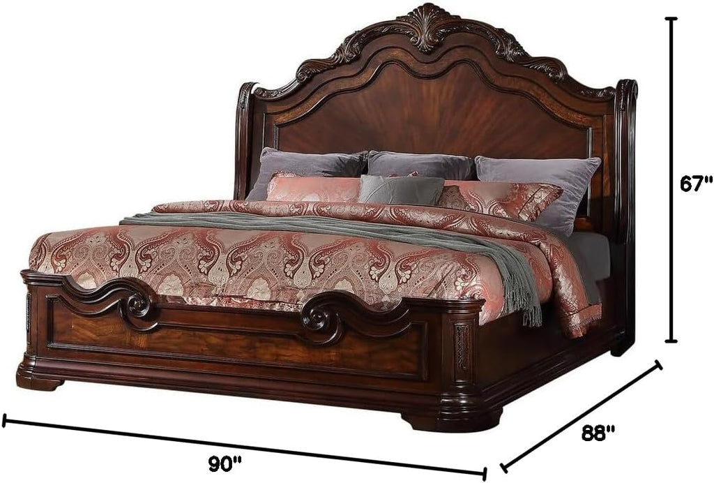 Best Master Barney's Traditional Wood Eastern King Bed in Walnut