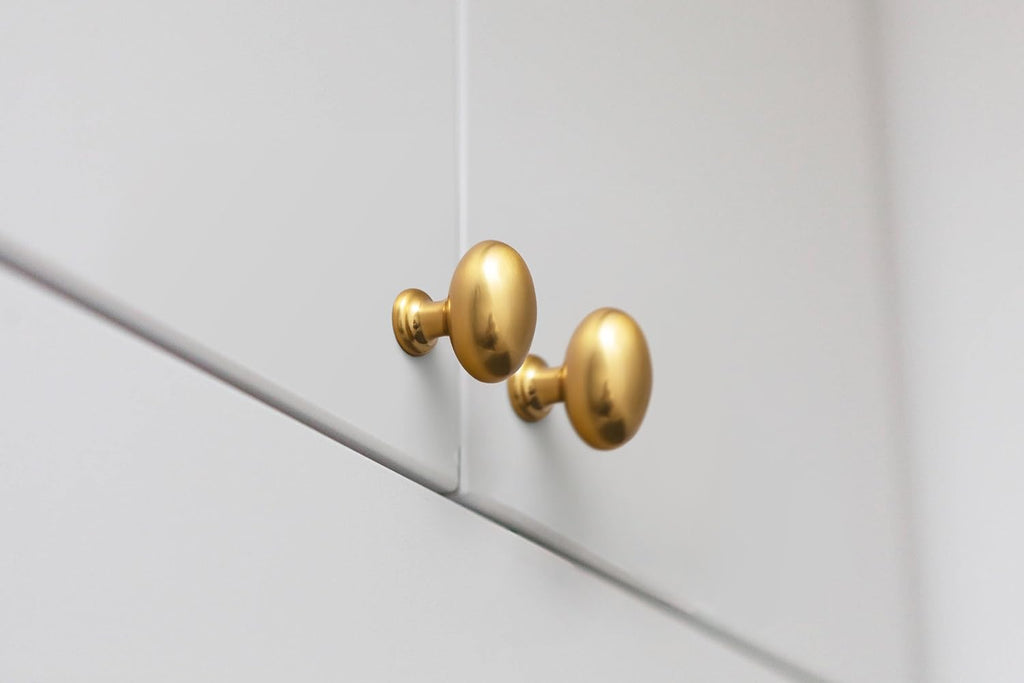 Goo-Ki 24 Packed Zinc Alloy Drawer Knobs -1.2 Inch(36MM) Oval Brushed Gold Cabinet Knobs for Dresser