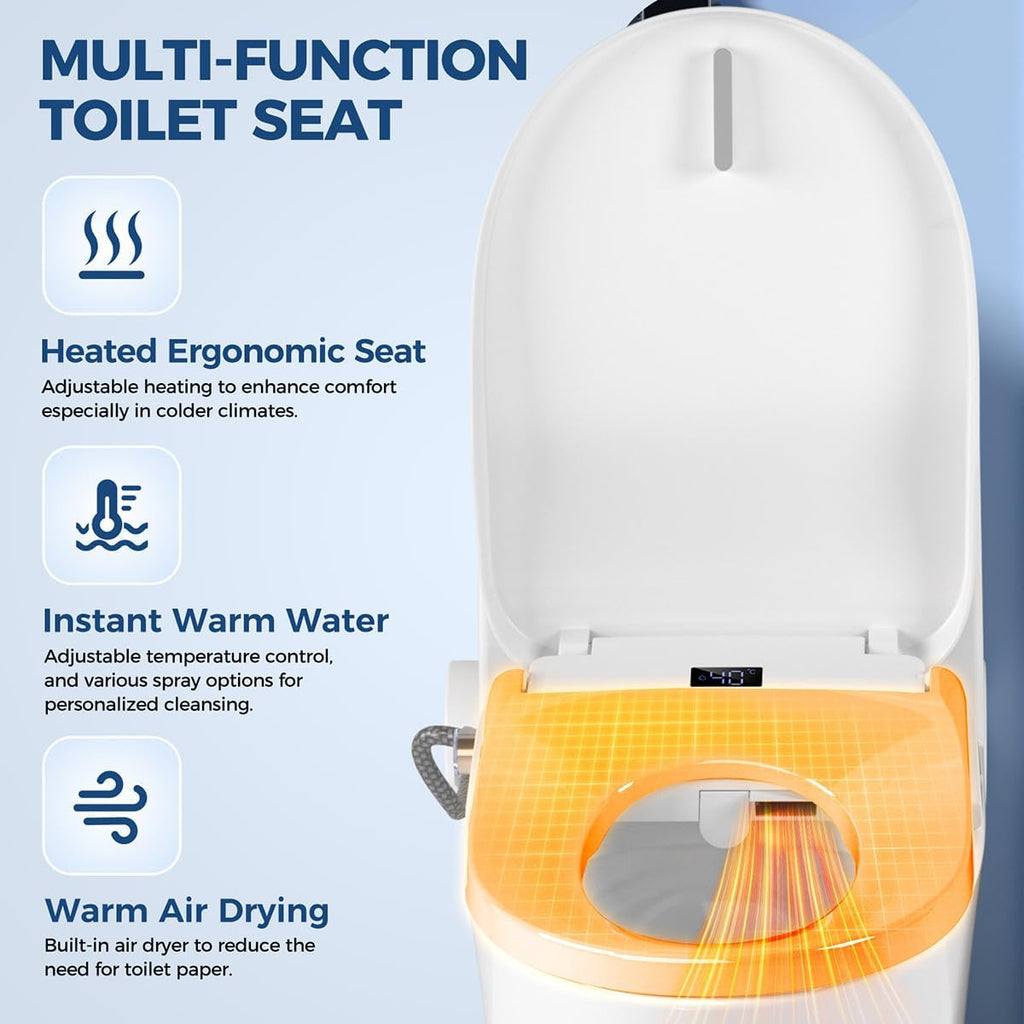 GAICOM Bidet Toilet Seat, Electric Smart Heated Toilet Seat, Feminine & Front Rear Wash, Instant Warm Water & Dryer, Self-Clean Nozzle, Soft Closed Toilet Lid, Wireless Remote Night Light Elongated