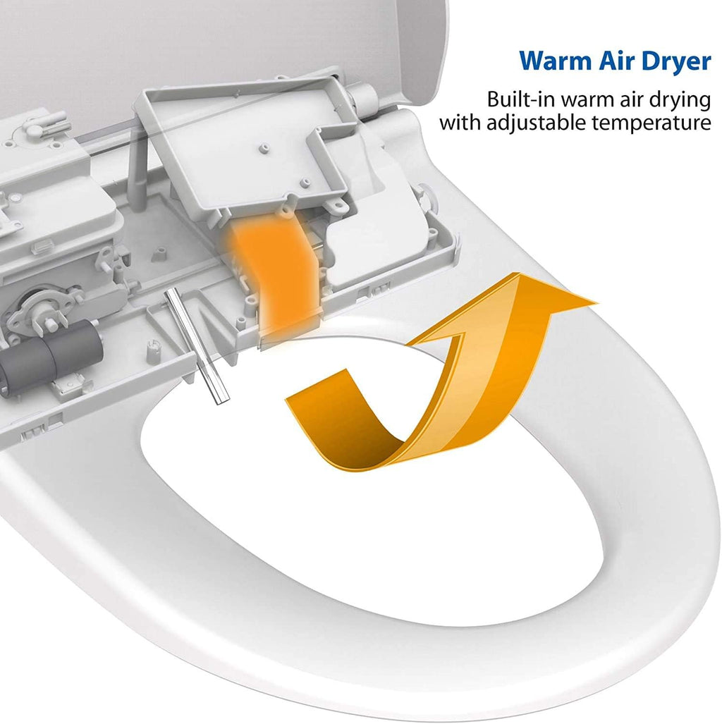 VOVO VB-6100SR Round Bidet Toilet Seat, Warm Water, LED Light, Heated Seat, White, Dryer, Stainless Steel Nozzle, Made in Korea