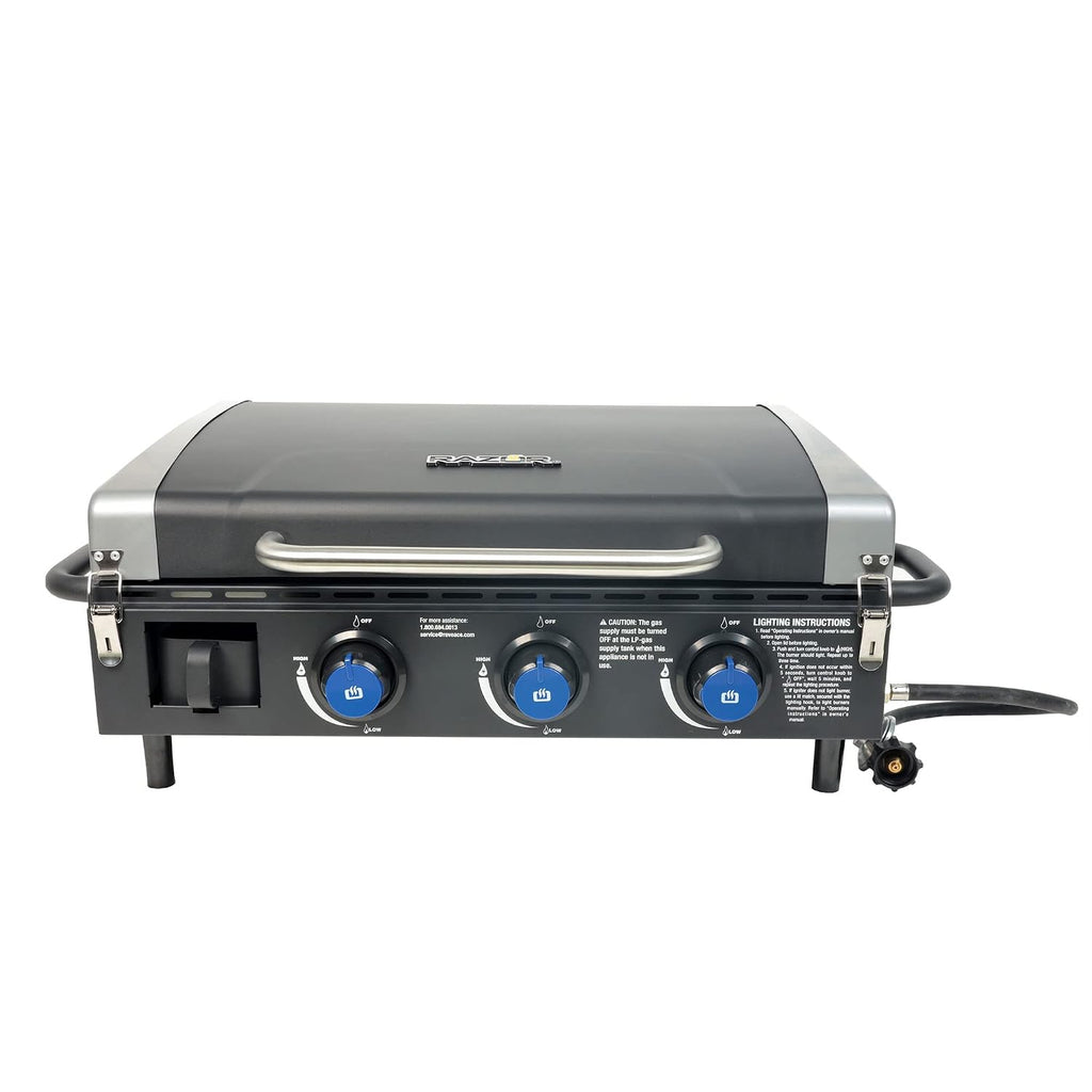 Razor 25 in. 3-Burner Portable Propane Gas Griddle with Lid in Black GGC2228MG