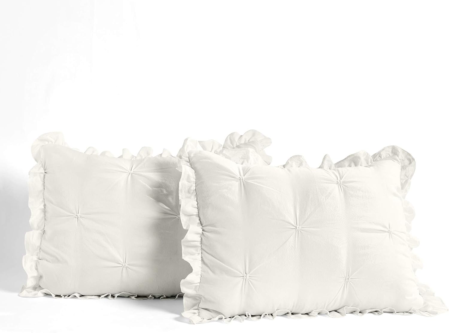 Lush Decor Ravello Pintuck Ruffle Skirt Bedspread Set - Luxe 3 Piece Ruffled Bedding Set - Traditional Glam & Farmhouse Inspired Bedroom Decor - King, White