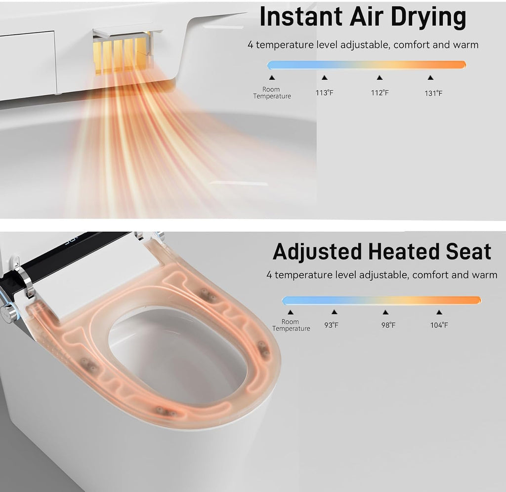 SouNor Grey Smart Toilet with Bidet Built In, Heated Seat, Warm Water and Dry, ADA Comfort Night Light, Auto Flush, Auto Open & Close Lid, Matte Grey