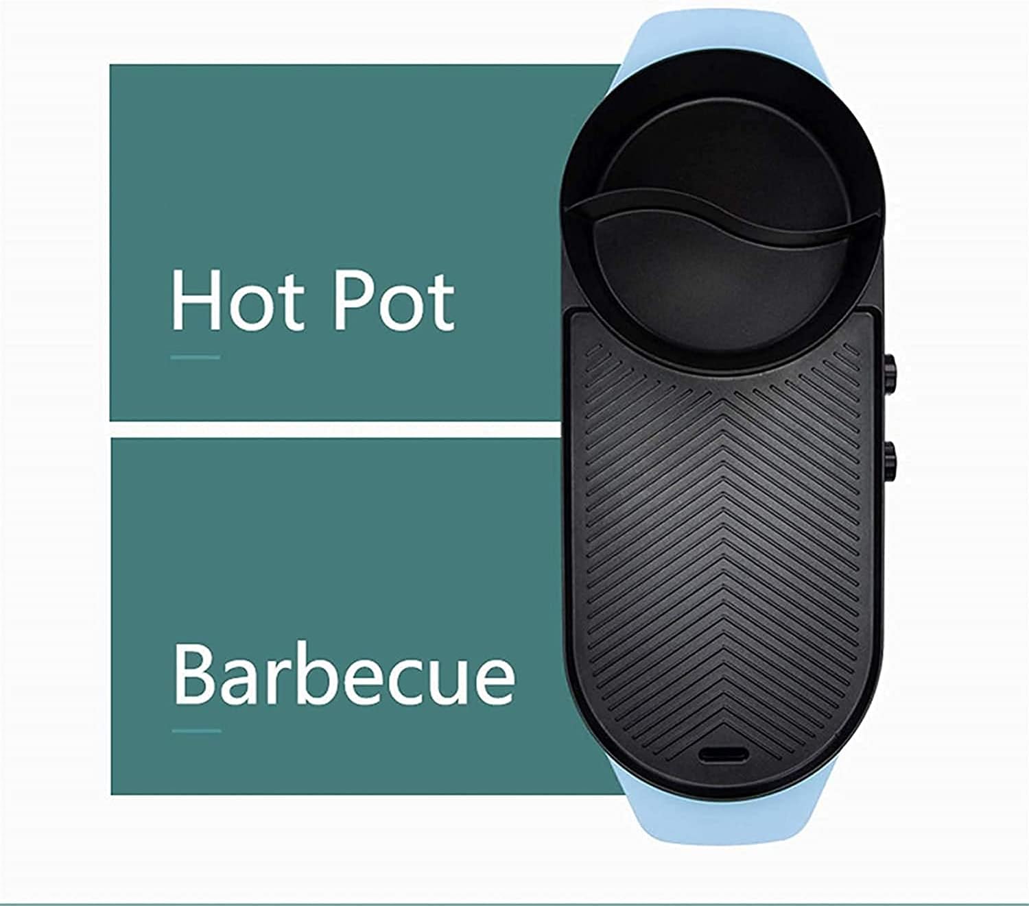 2 in 1 2000W Electric Hot Pot Oven Smokeless Barbecue Machine Home BBQ Grills Indoor Roast Meat Dish Plate Multi Cooker,Household Nonstick Electric Griddle