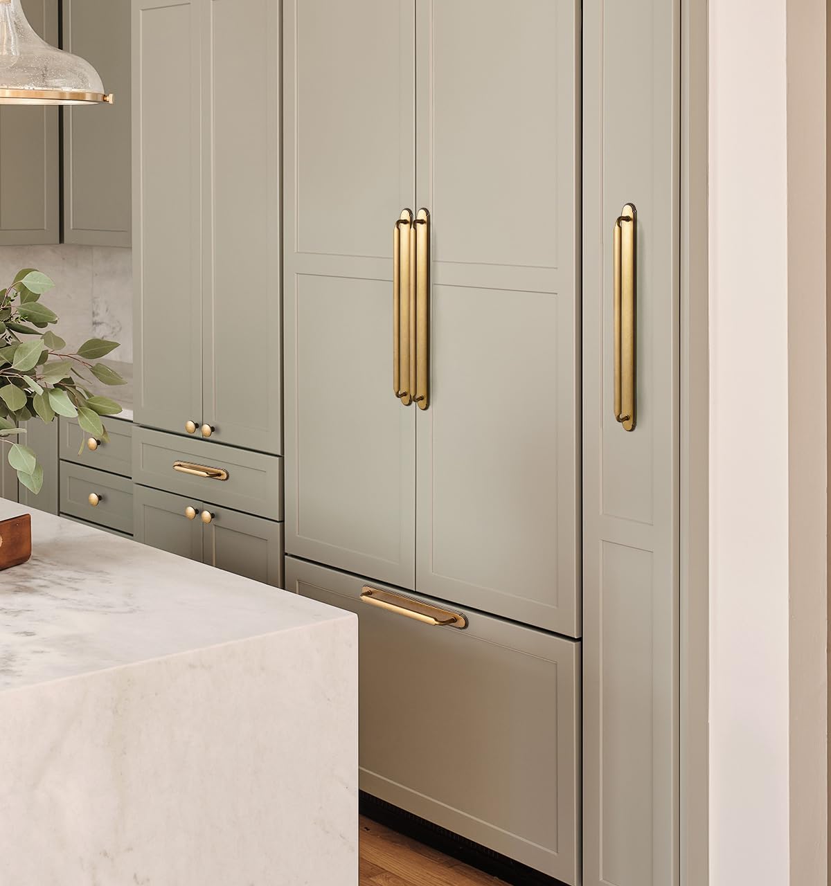 Goo-Ki 6 Pack Cabinet Pulls with Base Plate/Backplate Antique Brass,12-3/5 Inch Hole Center Retro Brass Vintage Zinc Alloy Kitchen Drawer Pulls Handles with Spacer