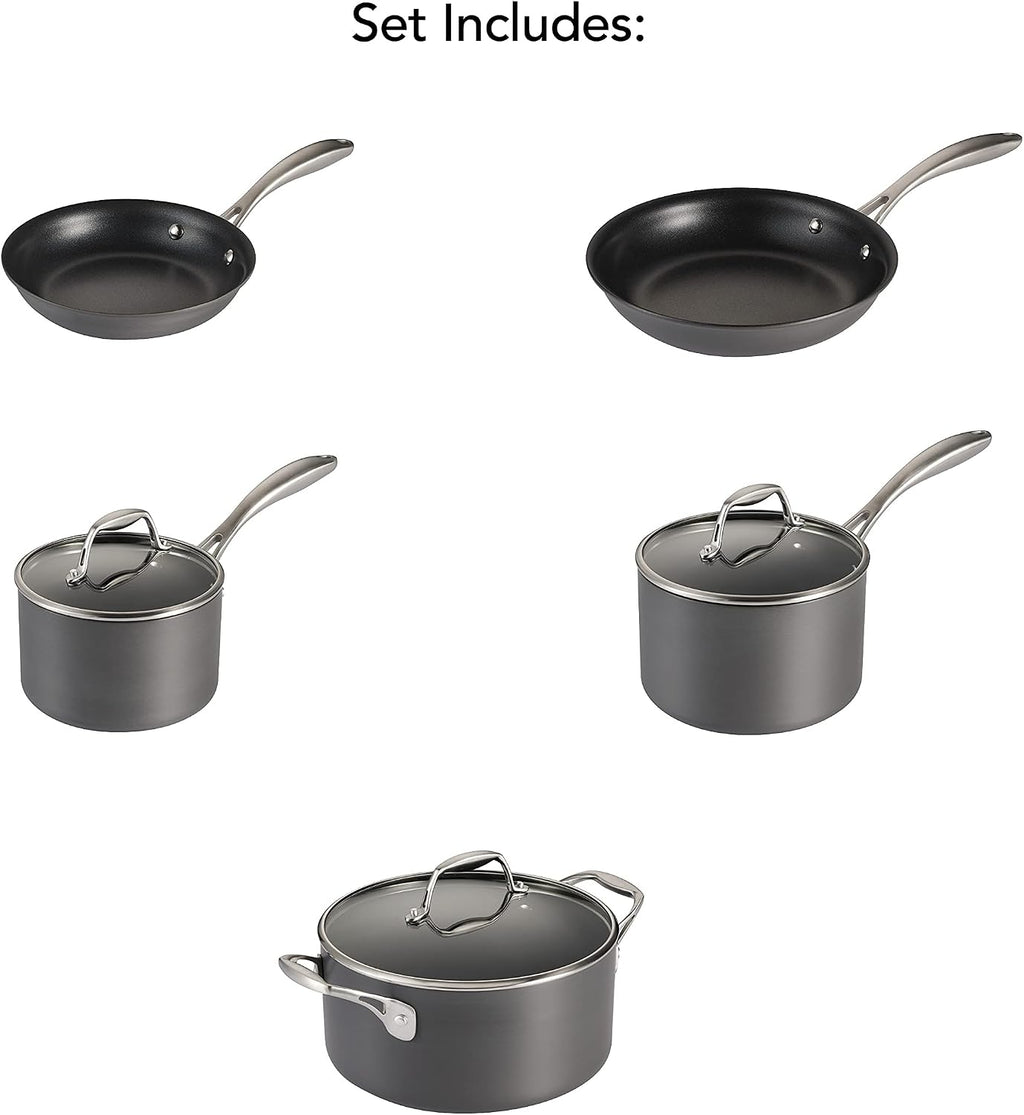 Tramontina OnyxPro Hard Anodized Non Stick 8-Piece Cookware Set with Glass Lids, Pots and Pans Kitchen Set, Oven Safe