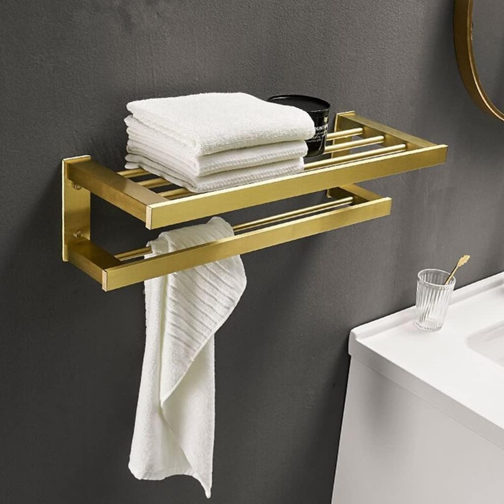 Towel Rack Bath Hardware Aluminum Brushed Gold Towel Rack, Towel Holder Bathroom Accessories Towel Shelf