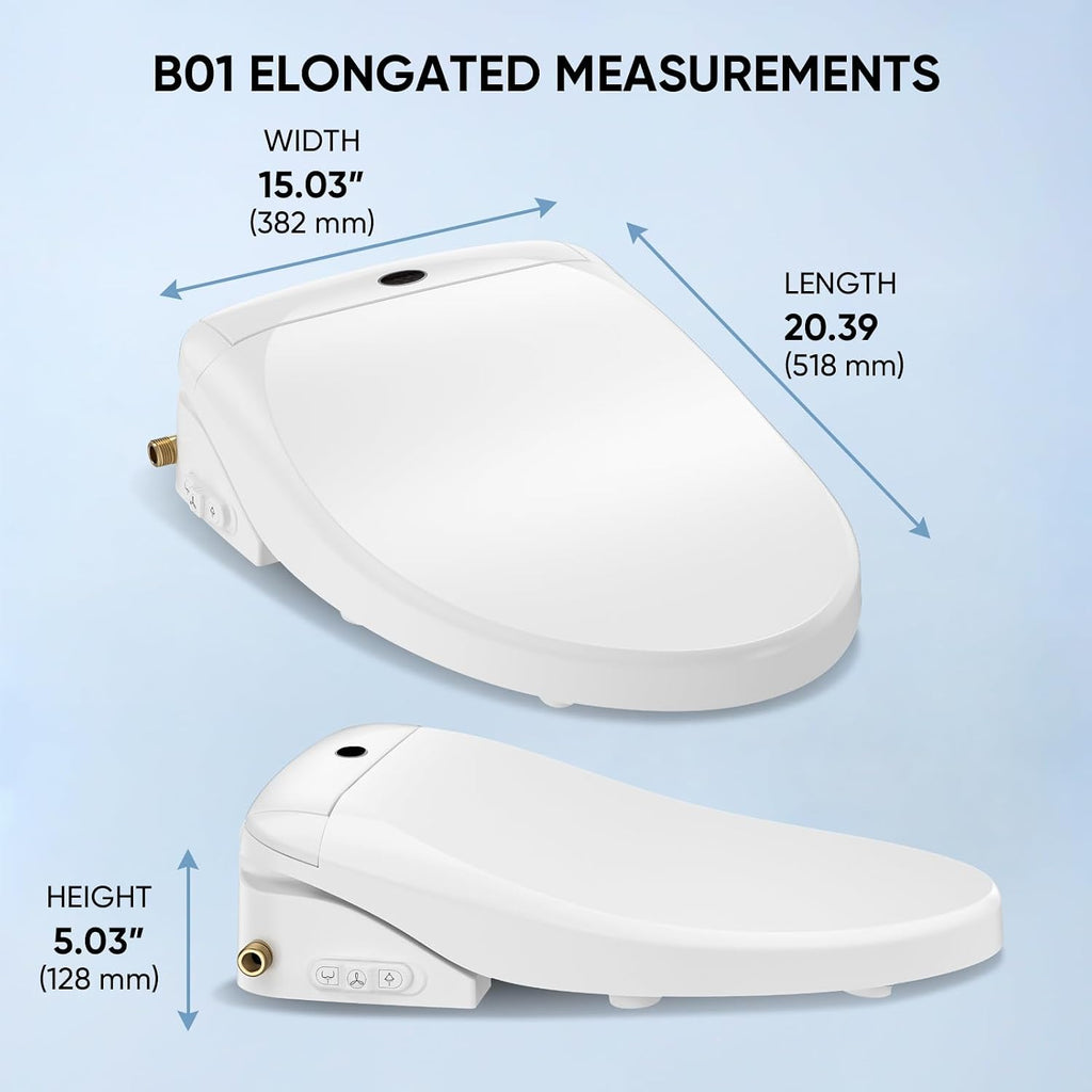LEIVI Electric Bidet Toilet Seat with Wireless Remote and Side Panel, Multiple Spray Modes, Adjustable Heated Seat, Warm Water and Air Dryer, Auto LED Nightlight, Elongated