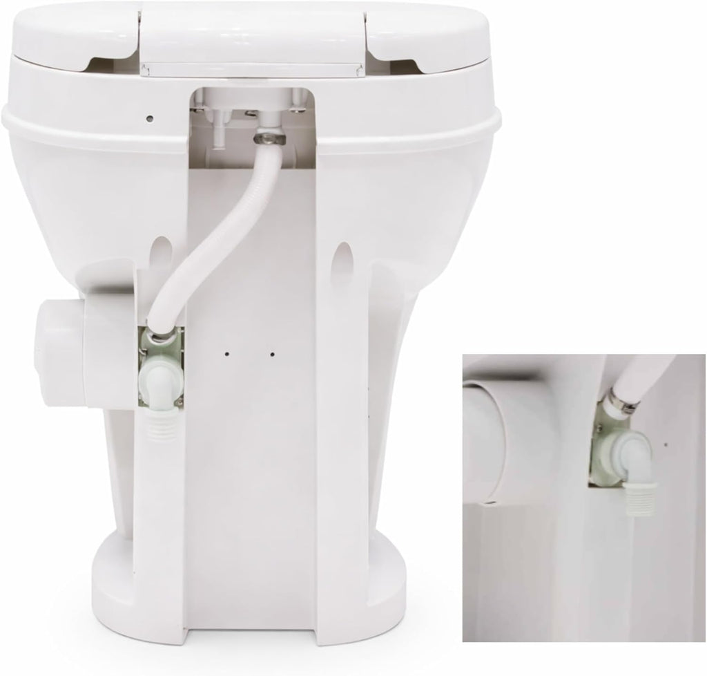 SEAFLO RV Toilet, Residential Height 18.4', Gravity Flush Foot Pedal, Soft Close Seat, Camper Toilet for RV Motorhome Travel Trailer, White, SFRTPH-01-01, 4-Year Warranty