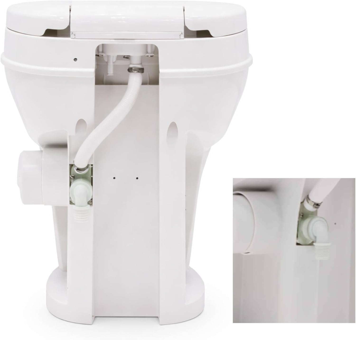 SEAFLO RV Toilet, Residential Height 18.4', Gravity Flush Foot Pedal, Soft Close Seat, Camper Toilet for RV Motorhome Travel Trailer, White, SFRTPH-01-01, 4-Year Warranty