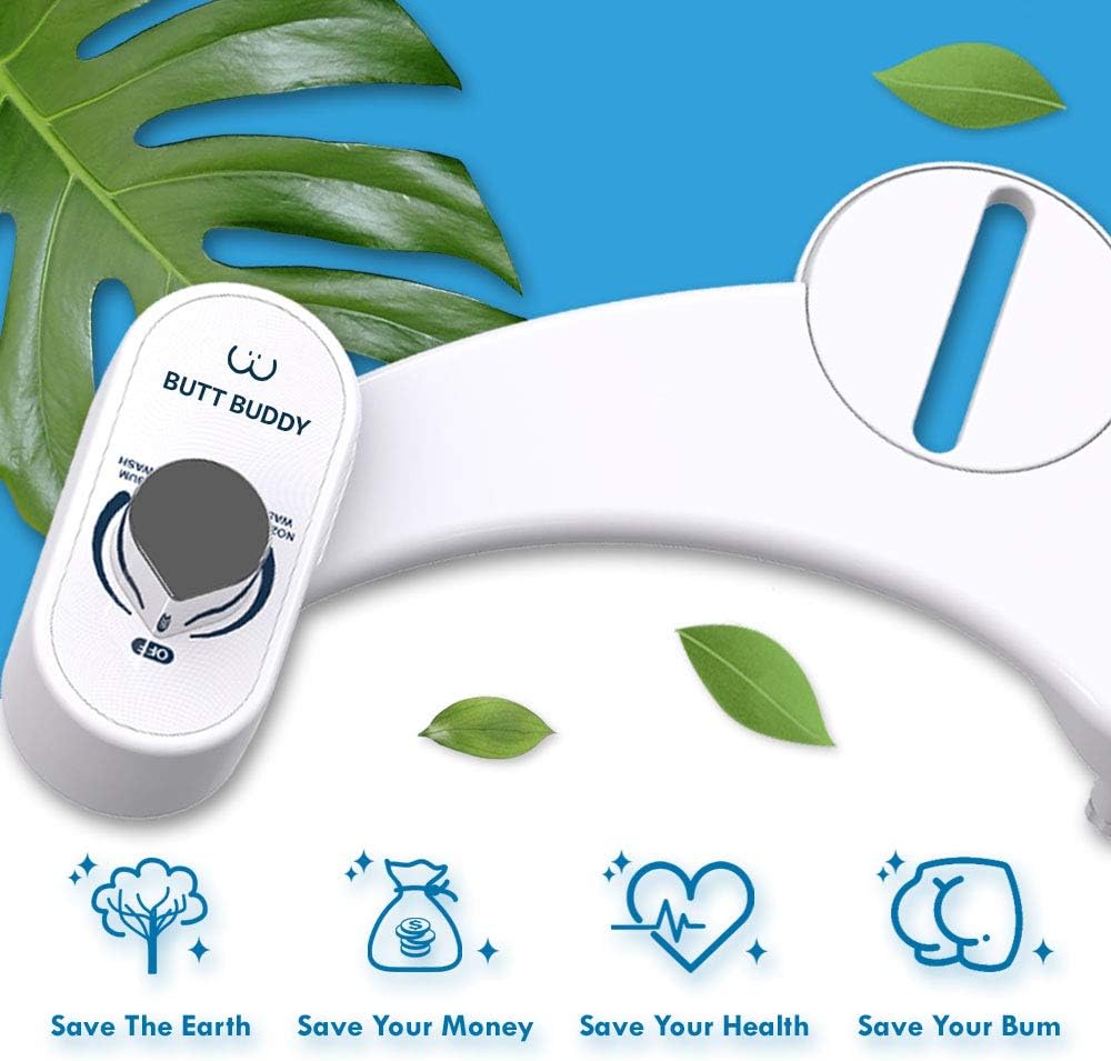 BUTT BUDDY (2 Pack) - Bidet Toilet Seat Attachment & Fresh Water Sprayer (Easy to Install | Non-Electric | Self-Cleaning Nozzle | Gentle Wash | Save Paper & Money | Healthy Life, Sanitary Bathroom)