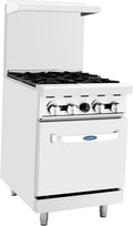 Atosa AGR Commercial Gas Range, 24' Gas Range, (4) Burners, (1) 20' Standard Oven, Propane Gas (AGR-4B-LP)