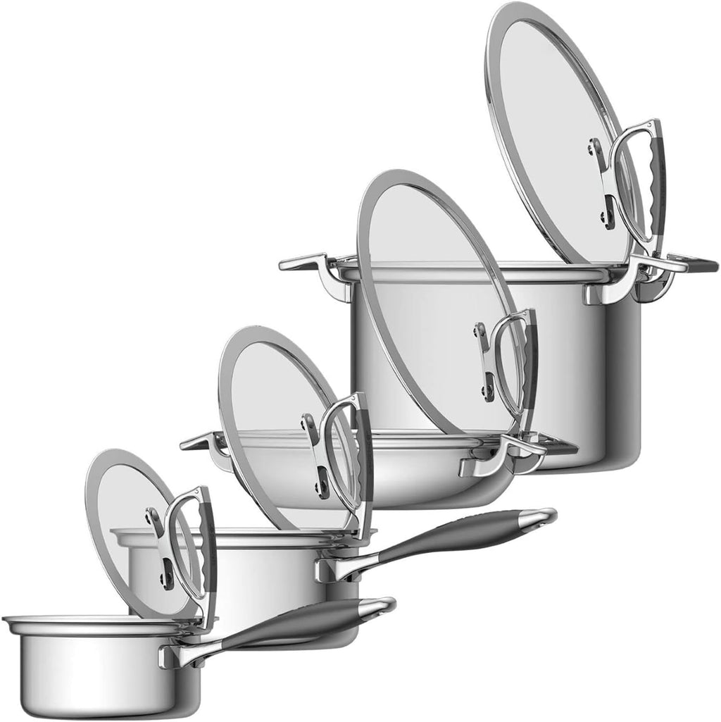 8-piece Luxury Collection Cookware Set with 1.5-qt Sauce Pan, 3-qt Sauce Pan, 8-qt Stock Pot and 12-in Dual Handle Casserole