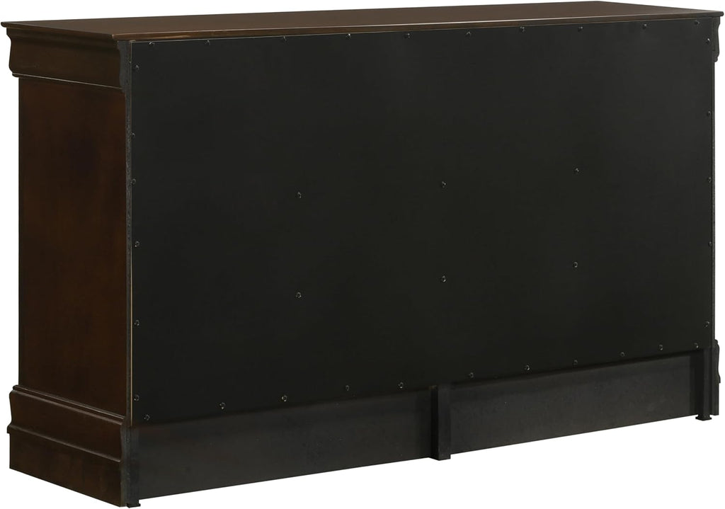 Coaster Home Furnishings Louis Philippe 5-piece Bedroom Set Eastern King Size Traditional Wooden Sleigh Bed Frame 47-Inch Panel Headboard Nightstand Dresser Mirror and Chest Brown 202411KE-S5