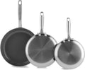 GreenPan Chatham Tri-Ply Stainless Steel 3-Piece Frying Pan Set, 8', 9.5', 11', PFAS-Free, Induction, Ceramic Nonstick Coating, Durable Cookware for Searing Sautéing & Frying, Oven & Dishwasher Safe