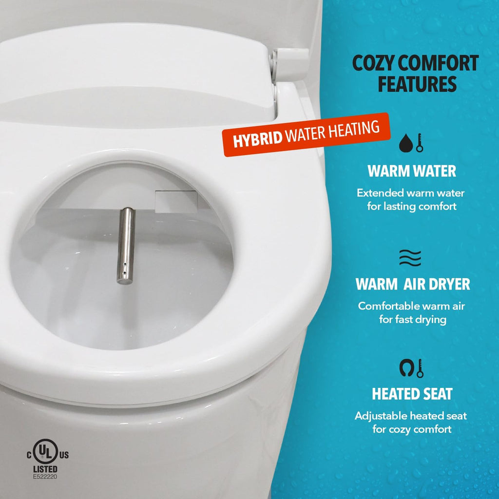 Barumi Bidet [BM-6000], Electric Bidet Toilet Seat, Heated Seat, Warm Water, Position Control, Eco-Mode, Self Cleaning, Remote Control, Night Light