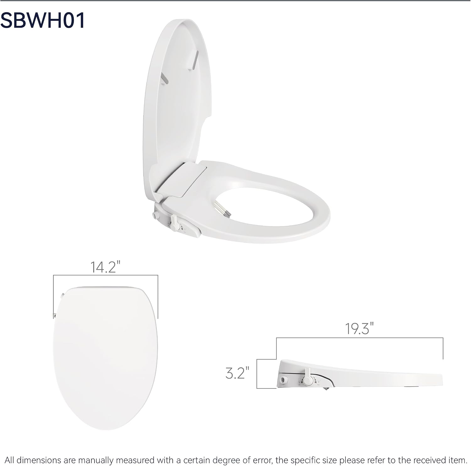 Elongated Bidet Toilet Seat with Soft Closing, Non-Electric Bidet Mode with Dual Nozzles, Fit Elongated Toilet Seat, Adjustable Water Pressure with Brass inlet