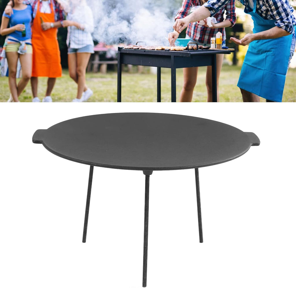 BBQ Grill Pan Smokeless Durable Heat Cast Iron Round BBQ Griddle for Indoor and Outdoor Camping and Barbecue Parties
